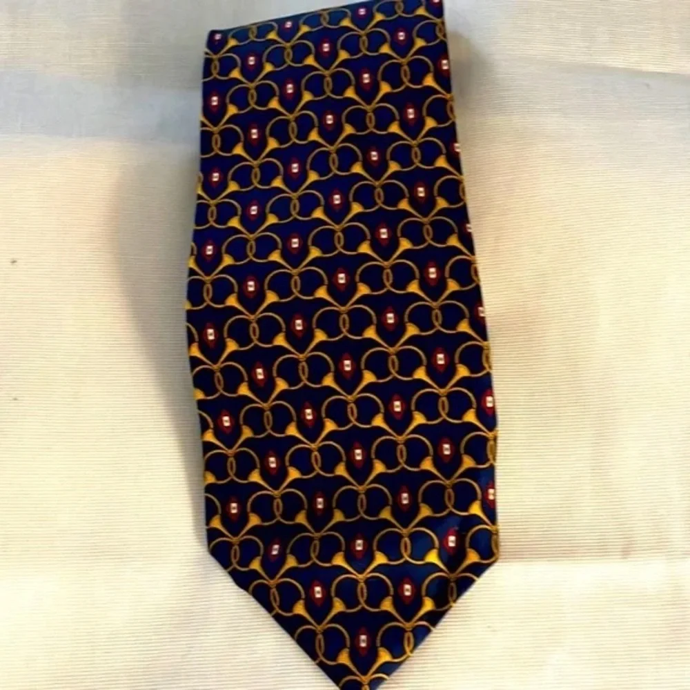 Paulo Gucci Stylish Gold Tie featuring horse stirrups and horns.